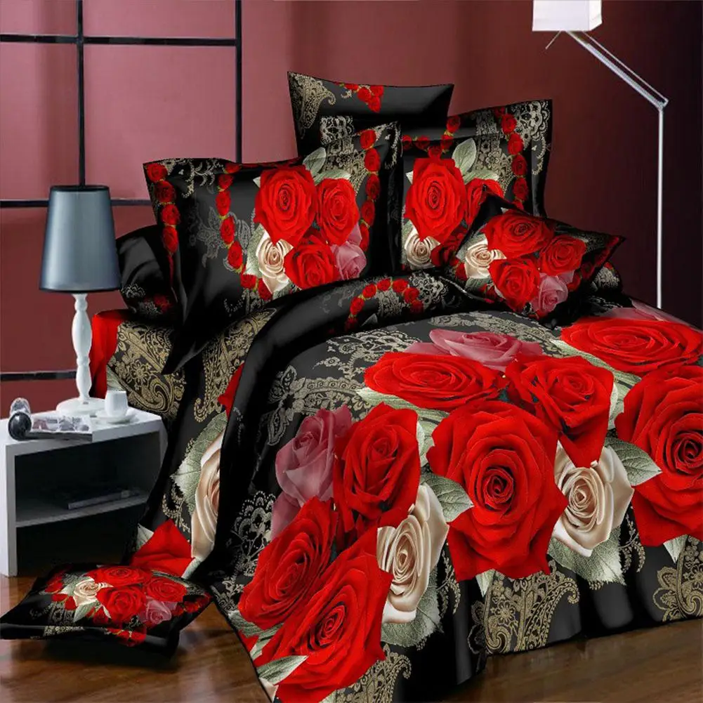 AsyPets 3D цветок розы Твин Королева Король Размер постельные принадлежности наволочка одеяло пододеяльник набор