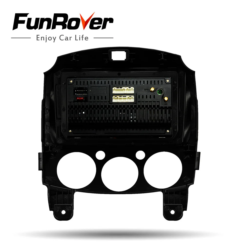 Excellent FUNROVER android 9.0 2.5D+IPS car dvd multimedia player For Mazda 2 Mazda2 2007-2014 radio gps navigation navi stereo DSP RDS BT 5