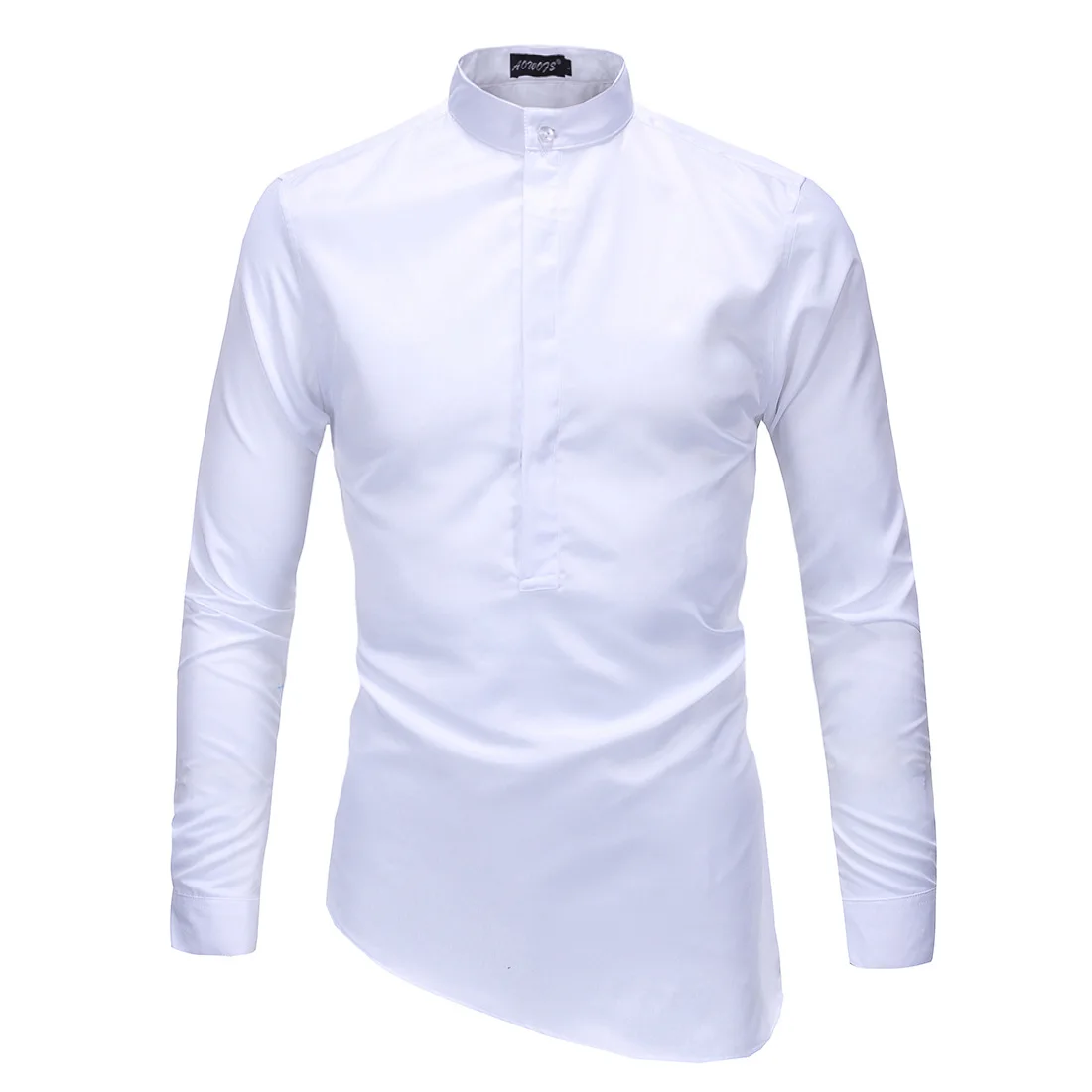 Хлопковая мужская рубашка Повседневная с воротником-стойкой Camisa Masculina | Мужская
