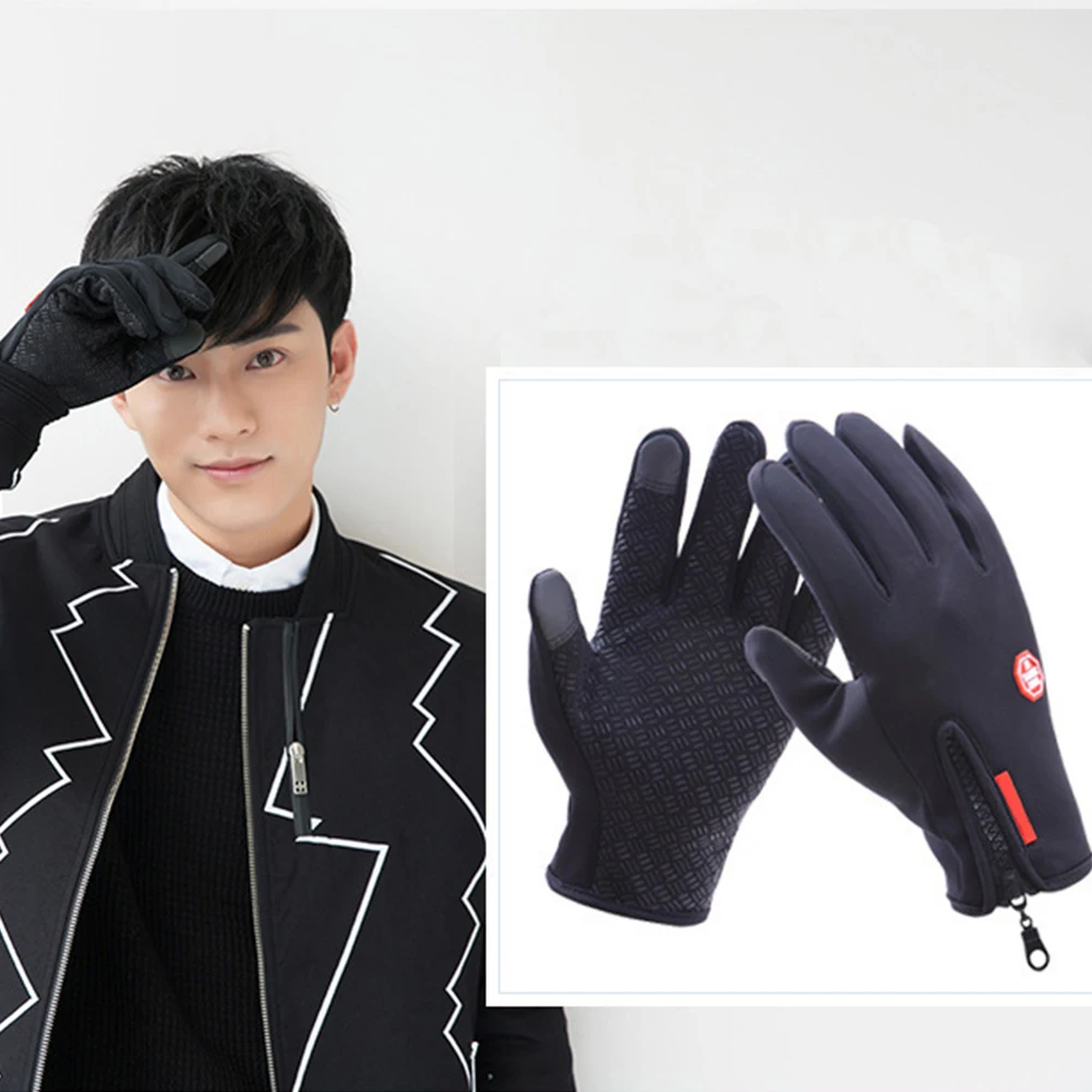 

2018 Winter Outdoor Waterproof Touch Screen Gloves Men Warm Windproof Glove For Men Fashion Classic Black Mitts Men