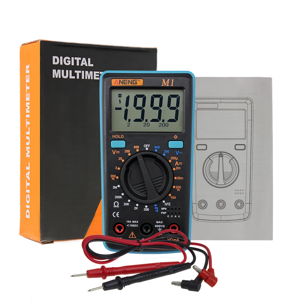 

3Colors Multimetro digital profesional AC/DC Voltage Ammeter Current Ohm tester backlight Digital Multimeter battery Notincluded