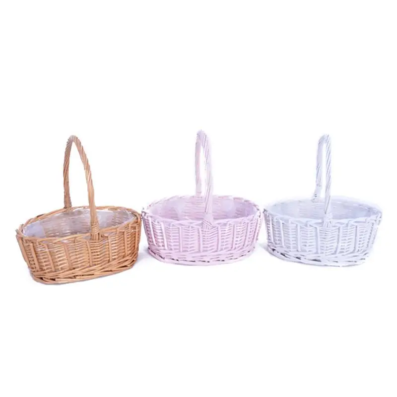 

Handmade Oval Portable Woven Storage Basket Waterproof Straw Braided Flower Basket Organizer Basket Home Supplies