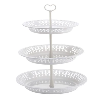 

1 Pc Cake Display Stand Three Layers Round Plastic Dessert Stand Food Serving Platter Fruit Plate Tray For Wedding Birthday