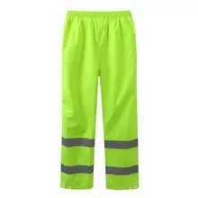 Водостойкая утолщенная Ткань Оксфорд Велоспорт дождь брюки Светоотражающие транзитная дорога брюки флуоресцентные штаны для езды размер M-XXXL