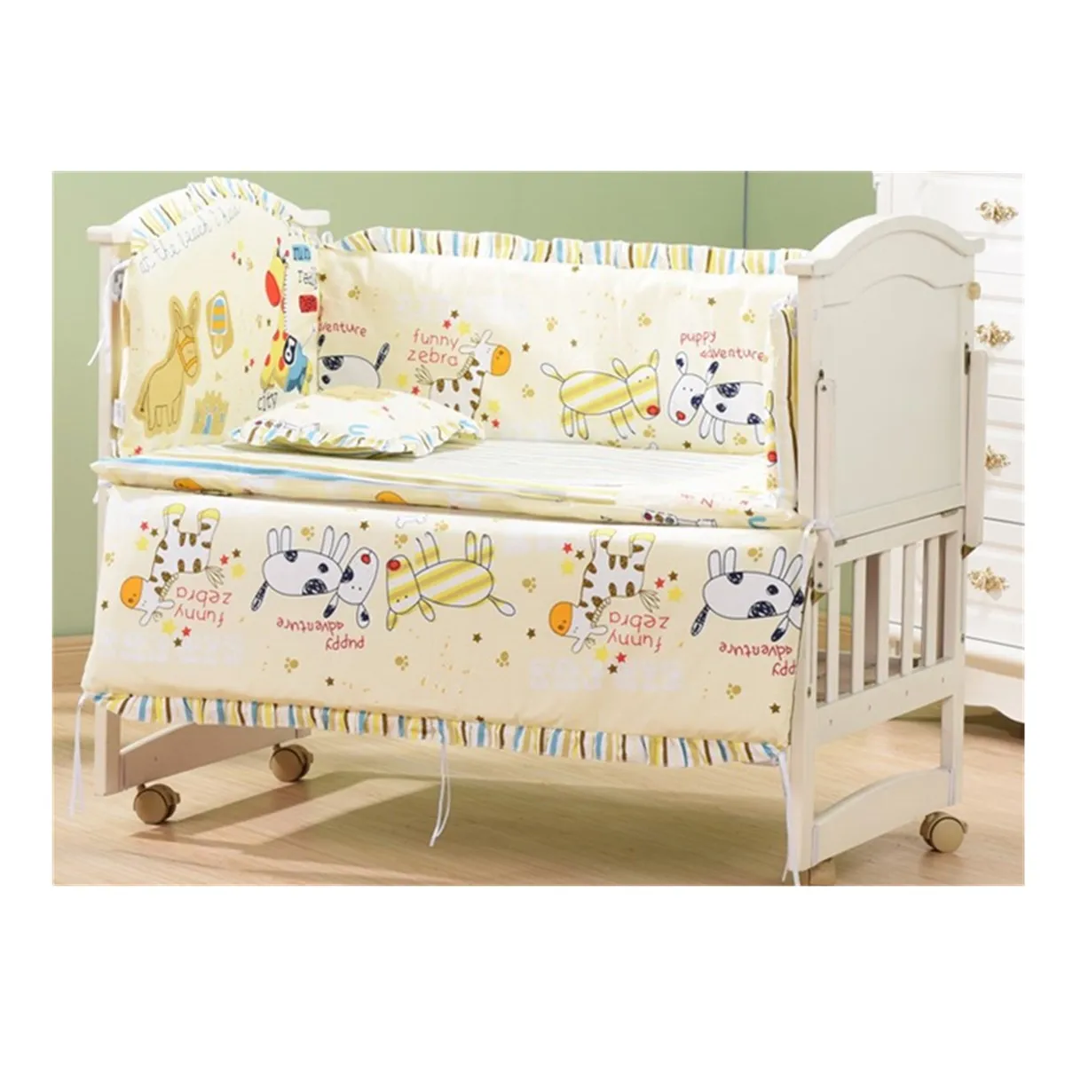 spesifikasi 5 Buah Monyet Lucu Baby Nursery Bedding Set Fit 120X60 Cm Tempat Tidur Kapas Empuk Bumper Bayi Nursery Seprai set Kartun Cot
