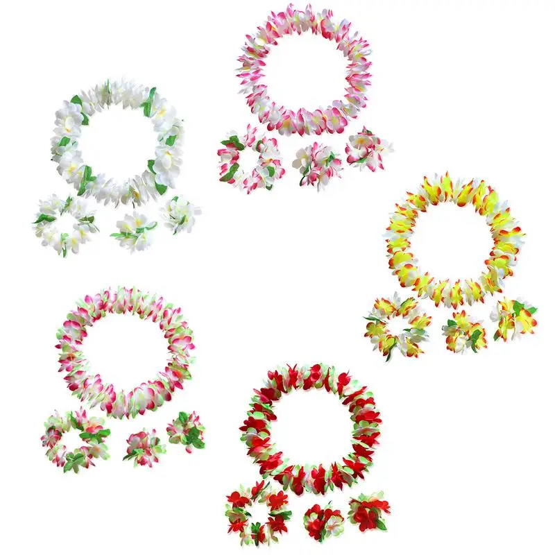 

80 Petals Hawaiian Flower Garland 4 Piece Set Party Props Holiday Decor Supplies Weddings Bridal Baby Home Decoration Garland