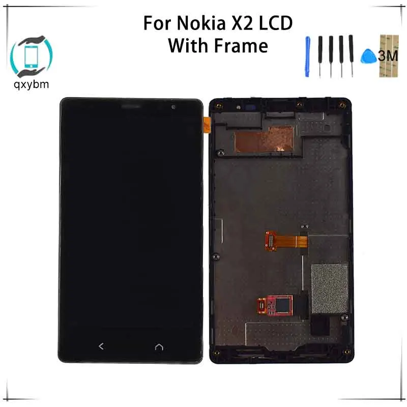 

4.3 inch For Nokia X2 LCD with frame Dual SIM Single SIM RM-1013 X2DS Touch Screen Digitizer Panel Black with free 3M Sticker
