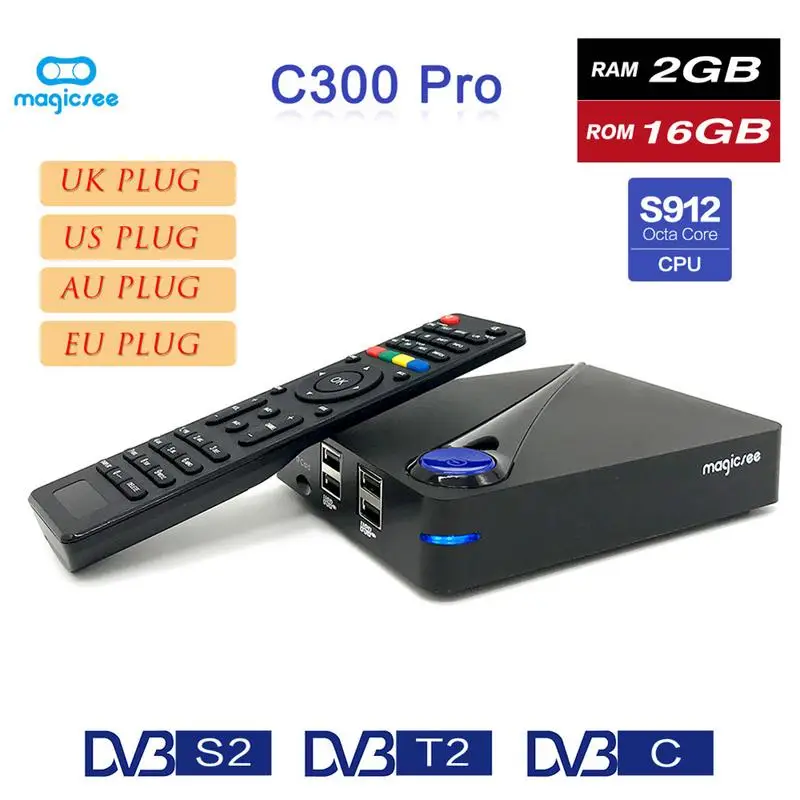 

Magicsee C300 PRO Set-top Box Android 7.1 DVB S912 HD Set-top Box Network Player TV BOX Bluetooth V4.0 DVB-T2 4K / 2K Player