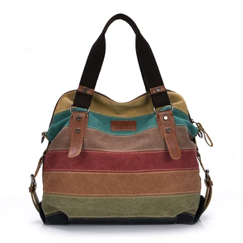 

Women Casual Tote Bag Female Colorful Canvas Handbags Girl Shoulder Bag Large Satchel Ladies Patchwork Crossbody Messenger Bag