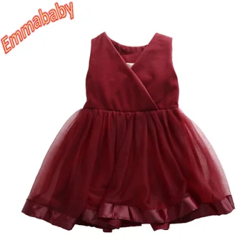 

2019 Princess Baby Girls Party Lace Tulle Gown Formal Wedding Bridesmaid Dresses 2-7Y Hot