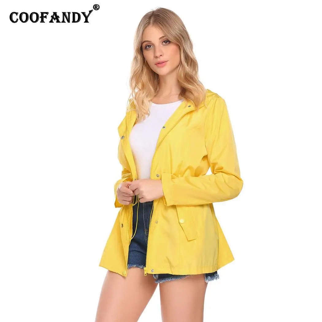 

Sleeve Women Lightweight 88cm Raincoat 174cm Long Height 66cm Hip Bust 85cm Casual Jacket Waist Hooded Waterproof Zipper