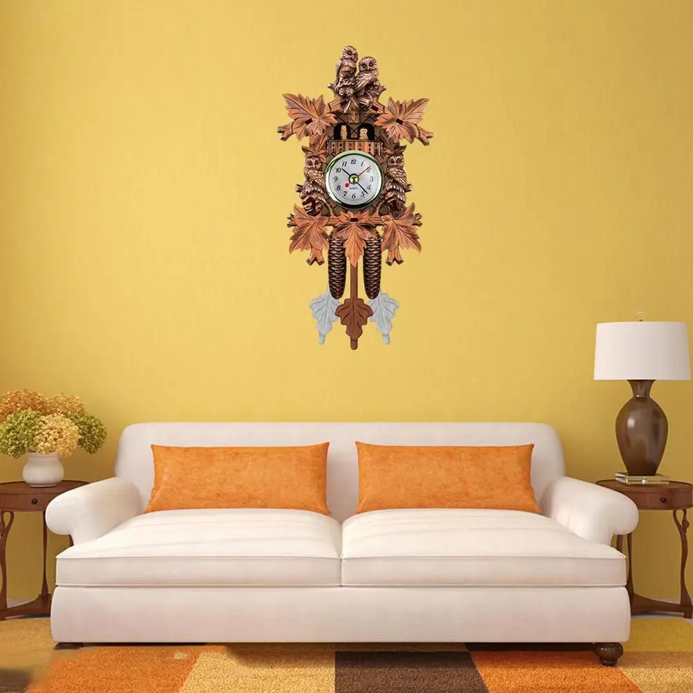 

Vintage Home Decorative Bird Wall Clock Hanging Wood Cuckoo Clock Living Room Pendulum Clock Craft Art Clock For New House