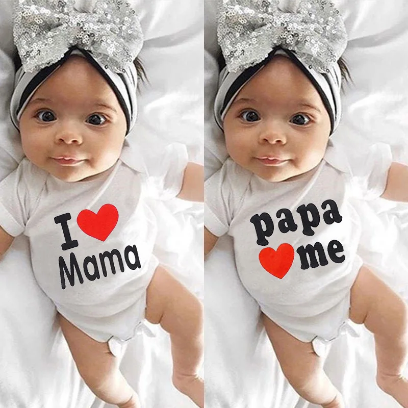 

2019 Love Dad Mom Newborn Baby Boy Girl Twins Long Sleeve Romper autumn Clothes Letter Print Valentine 3M 6M 9M 12M 18M 24M