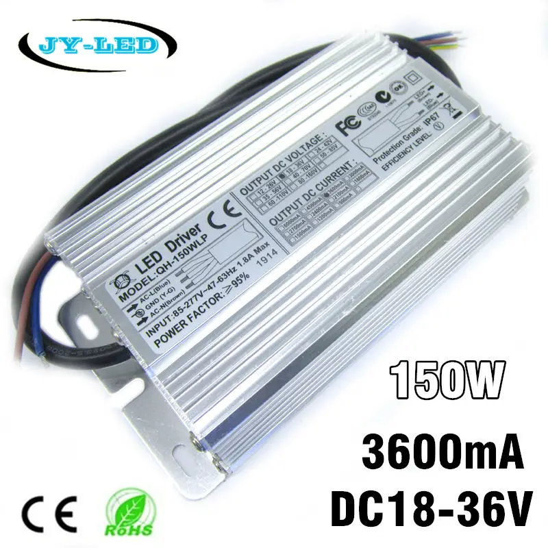 

10pcs 150W High Power LED Driver 3600mA DC18-36V High PF 8-10 Serise * 12 Parallel Watperproof IP67 Aluminum Power Supply