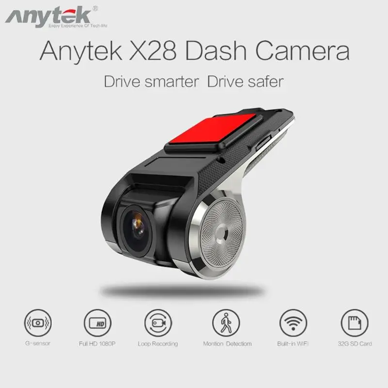 Anytek X28 Мини Автомобильный видеорегистратор камера Full HD 1080P Авто Цифровой Видео dvr рекордер ADAS видеокамера g-сенсор видеорегистратор Wifi gps видеорегистратор