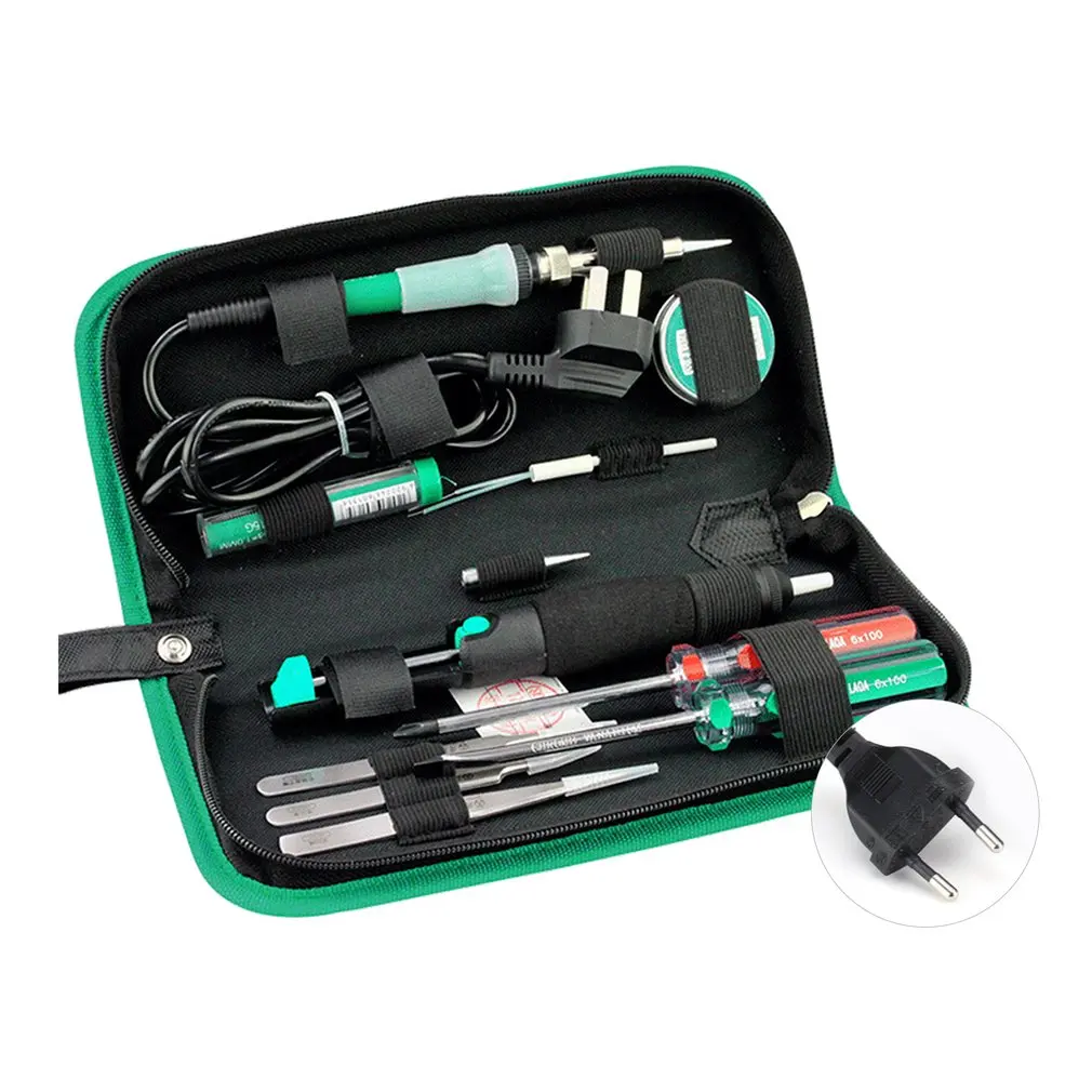 

LA101312 12PCS Electric Soldering Iron Set With Screwdrivers Tweezers Tin Wire Soldering Paste For Repairing PC Laptop