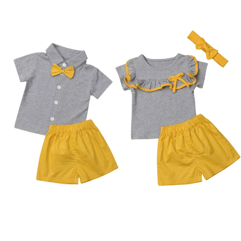 Pudcoco Sister Brother/Одинаковая одежда; коллекция года; летняя футболка для маленьких девочек и мальчиков; топы и шорты; брюки; Повседневная официальная одежда для новорожденных