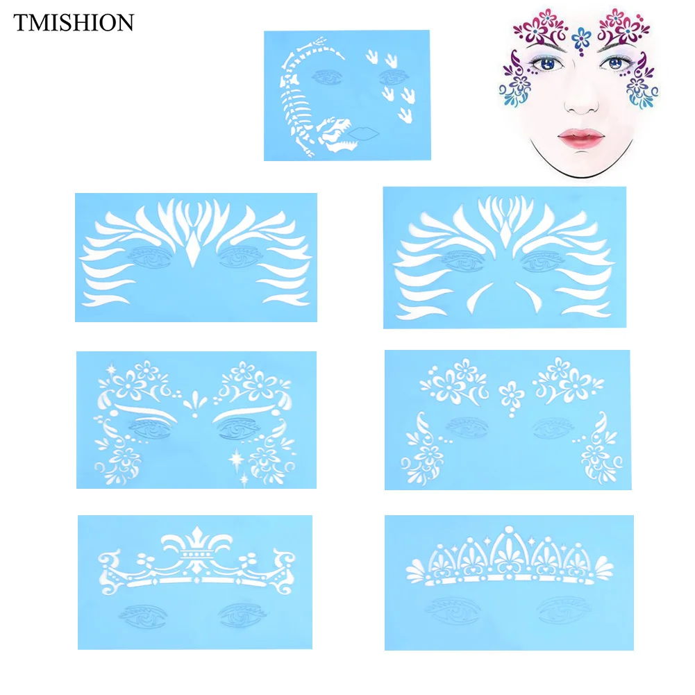 

7Pcs/set Reusable Face Paint & Airbrush Glitter Tattoo Stencil Body Painting Makeup Template Drawing Tattoo Design Tool