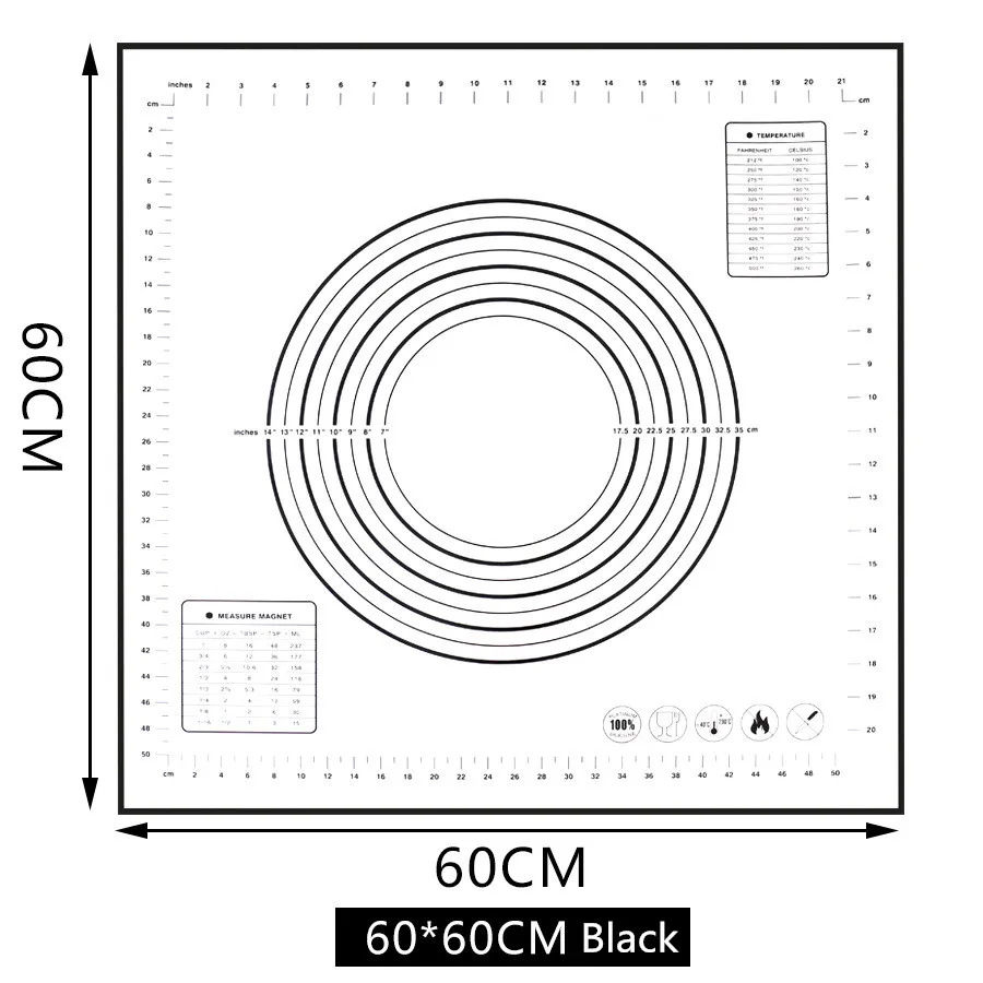 80*60 см/70*50 см/60*60 см/60*50 см Большой размер антипригарный силиконовый коврик для выпечки многоразовый коврик для выпечки инструмент