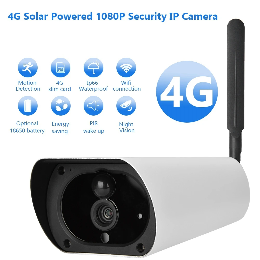 4G солнечная 1080p IP камера наружная Водонепроницаемая CCTV ночного видения