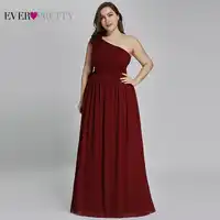 Plus Size Burgundy Chiffon Bridesmaid Dresses Long Ever Pretty EP08237 A-Line Sleeveless Elegant Formal Wedding Guest Gowns 2019