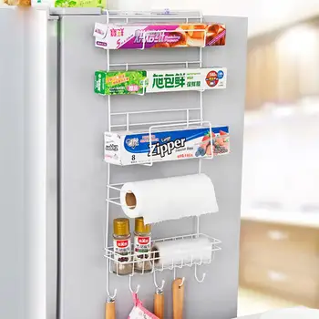 

Fridge Side Storage Rack Multi-functional Wire Rack Six Tier Organizing Rack for Refrigerator(White)