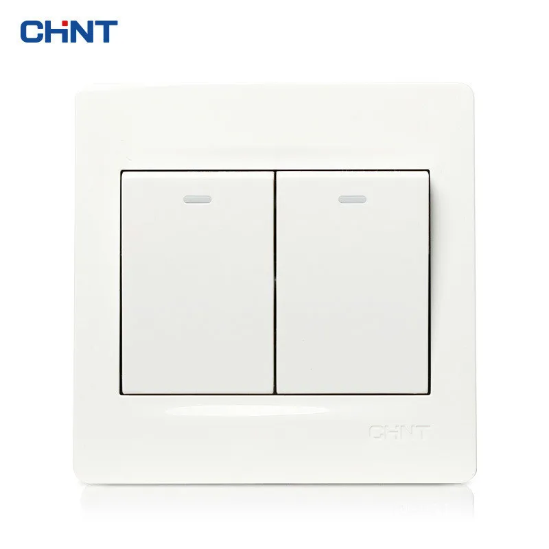 

CHNT Switches New 86 Type Wall Switch Panel NEW7N Ivory White Two Gang Two Way Push Button Switch