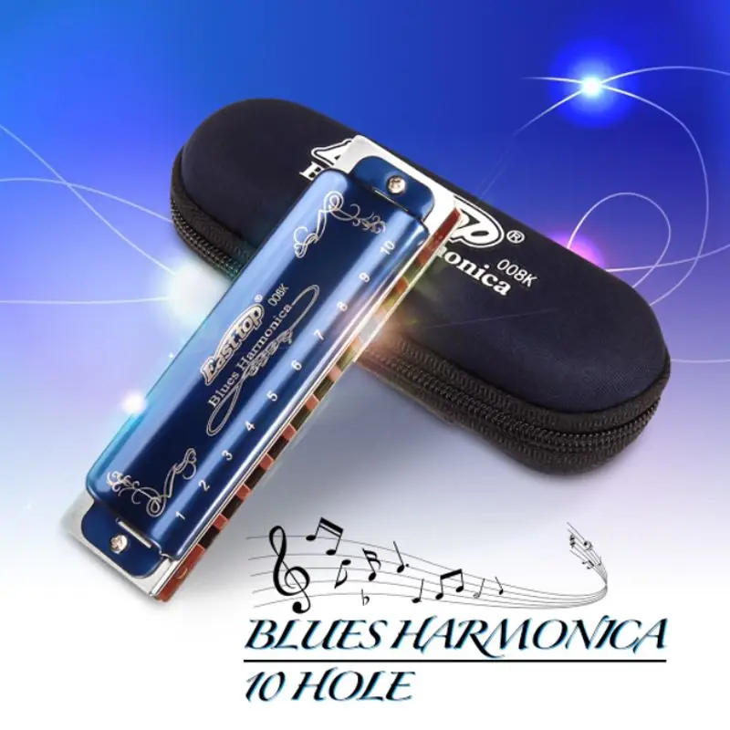 Easttop البلوز هارمونيكا 10 حفرة لهجة C سلم موسيقي القيثارة الفم الجهاز للمبتدئين A/B/C/D /E/F/G مفتاح الموسيقية أداة T008K Easttop البلوز هارمونيكا 10 حفرة لهجة C سلم موسيقي القيثارة الفم الجهاز للمبتدئين A/B/C/D /E/F/G مفتاح الموسيقية أداة T008K