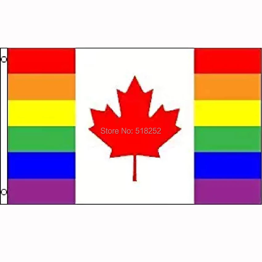 

Rainbow Gay Pride Canada Canadian Flag 3x5 FT 150X90CM Banner High Quality 100D Polyester Custom flag grommets,free shipping