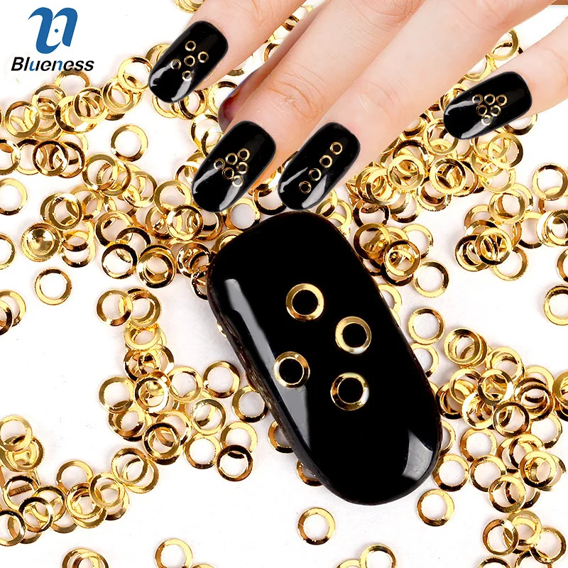 

3D Rings Decorations Nail Art 1000 Pcs/Lot Round Design Studs Supplies For Nails Copper Charms Nails Accessories PJ508 PJ509