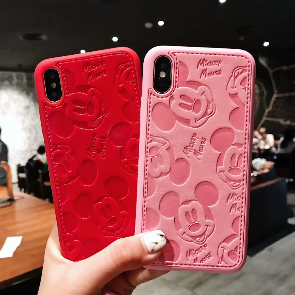 Микки корпус для мыши iPhone XS MAX XR X 7 8 плюс 6 6s кожаный чехол Супермен Розовая пантера