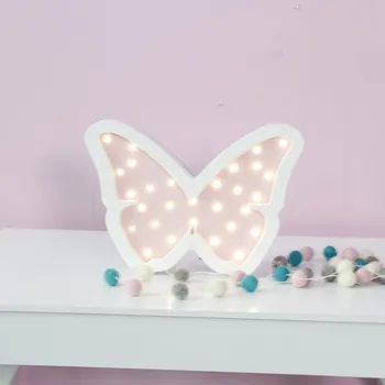 

Nordic Style New Year Decorative Lights Cartoon Butterfly Shape Night Light Novel Wooden Bedside Lamp For Children HotSale Gift