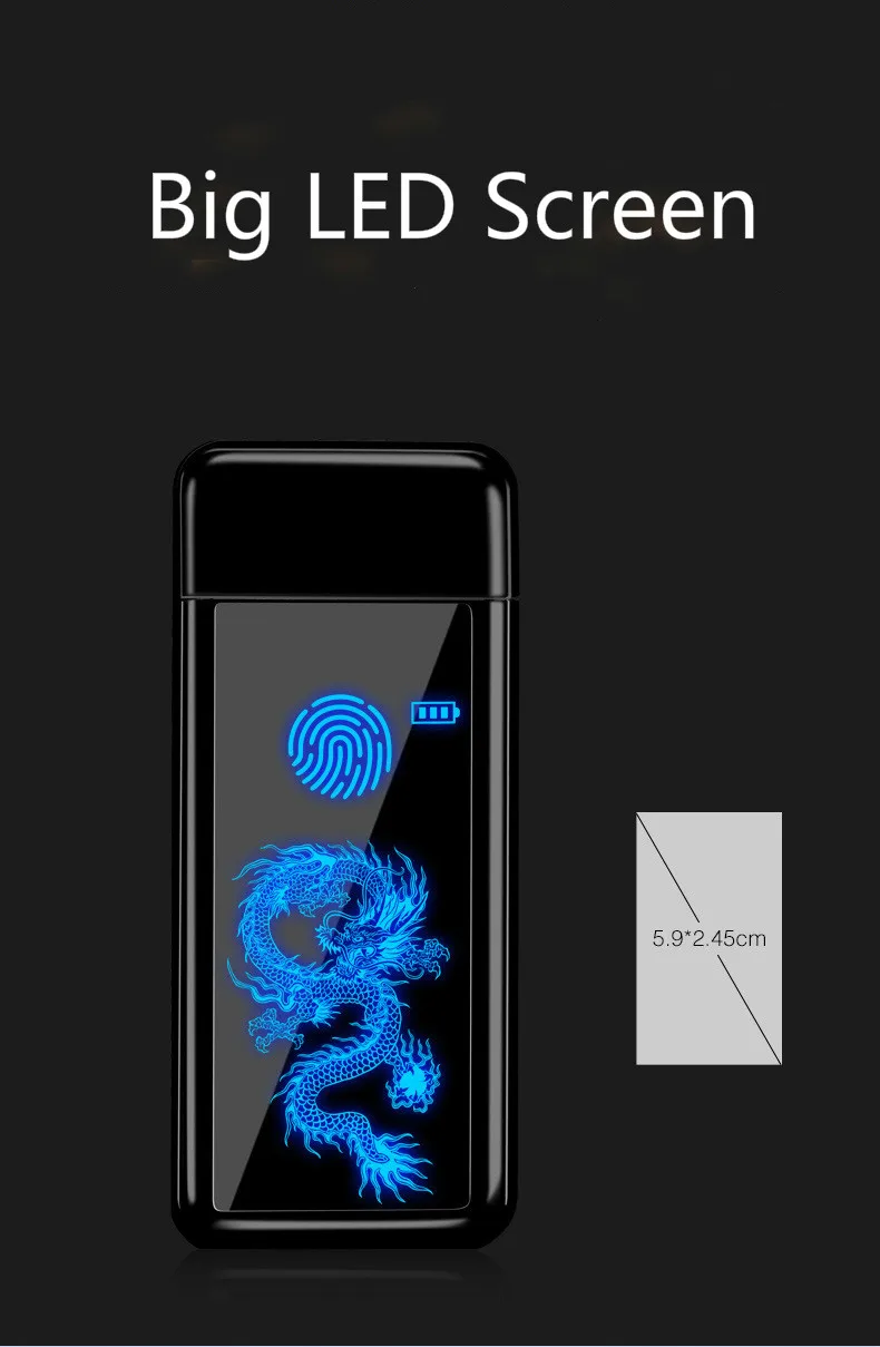 

Full screen pattern electronic USB lighter touch sensitive double-sided cigarette lighter with windproof random photo