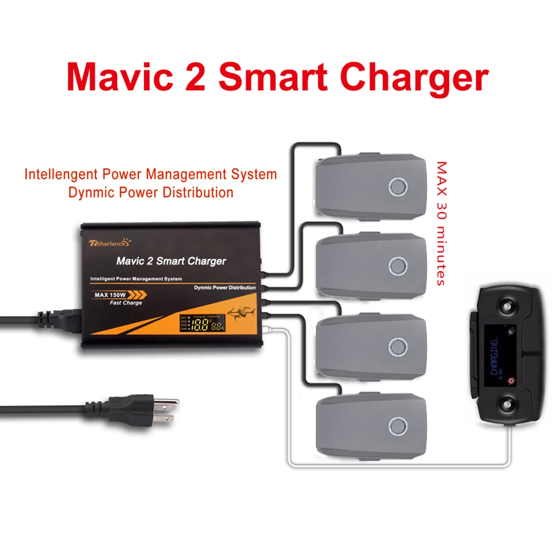 $40.68 HOBBYINRC IN Battery RC Smart Charger for DJI Mavic Pro Mavic Zoom Drone Batteries Quick