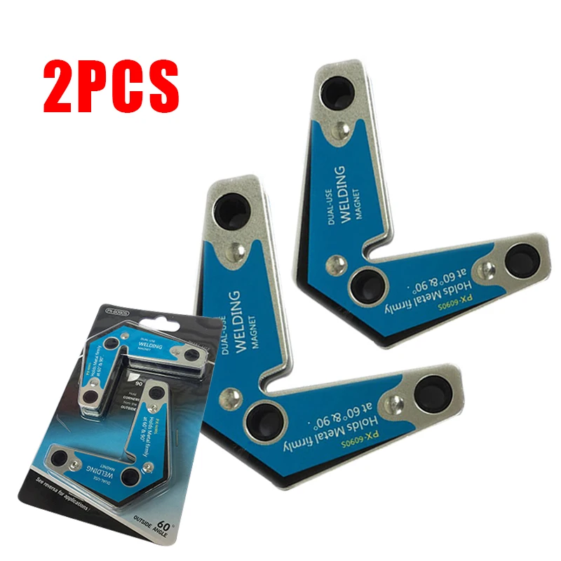 

2pcs Double Head Welding Magnet Strong Corner Magnetic Holder Tool Industrial Soldering Angle Locator 60 Degree 90 Degree