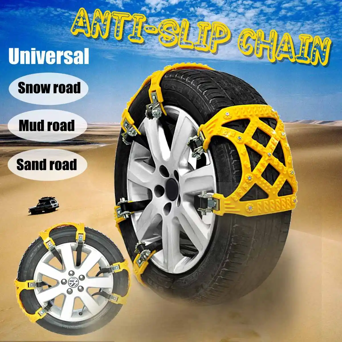 

6pcs set TPU Snow Chains Universal Car Suit Anti-slip 9* Tire Spikes Tyre General Automobile Tire For SUV Off-road Safety Chains