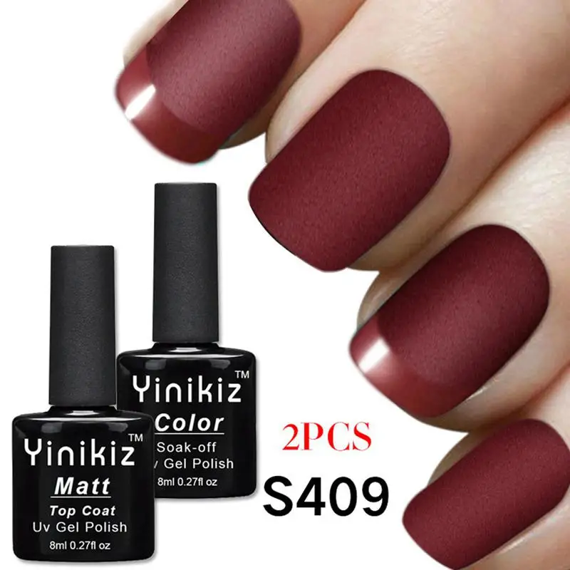 

2PCS Matt UV Gel Varnish Nail Polish Set For Manicure Gel lak Semi Permanent Hybrid Nails Art Off Prime White gel nail polish