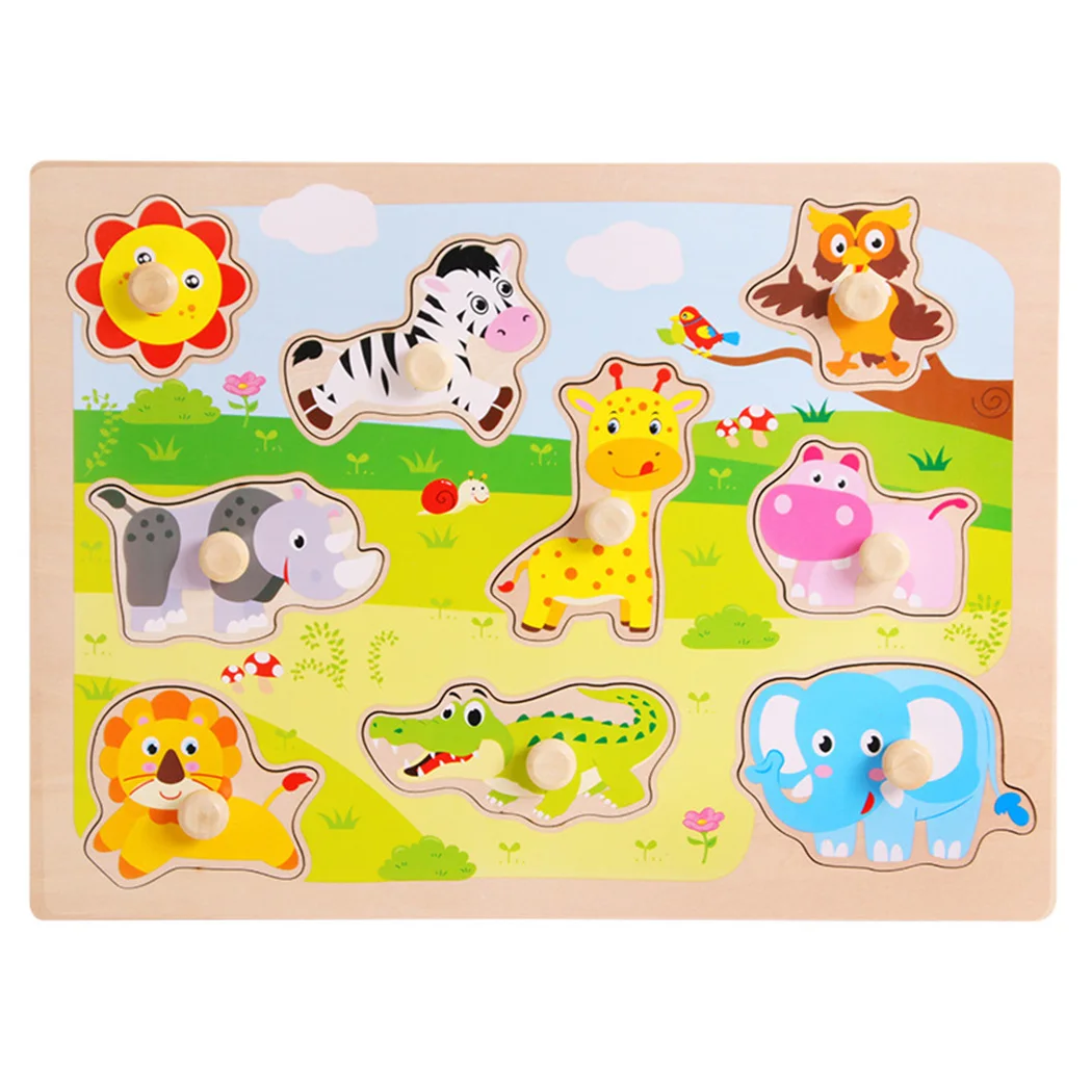 Деревянные игрушки montessori головоломки/рукой захватите Board Набор образовательных