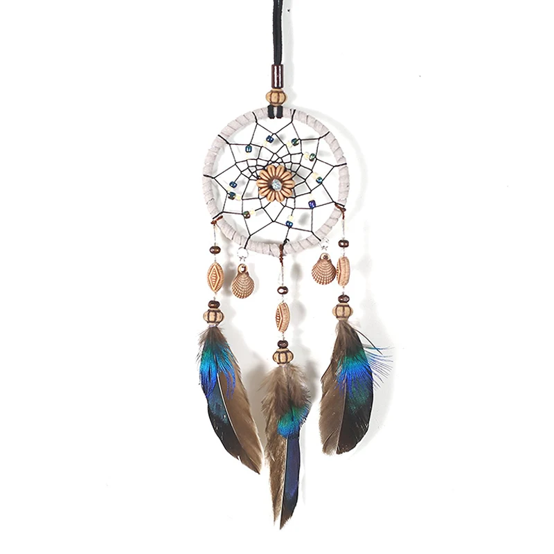 

Mini Dream Catcher For Car Beaded Natural Feathers And Handmade