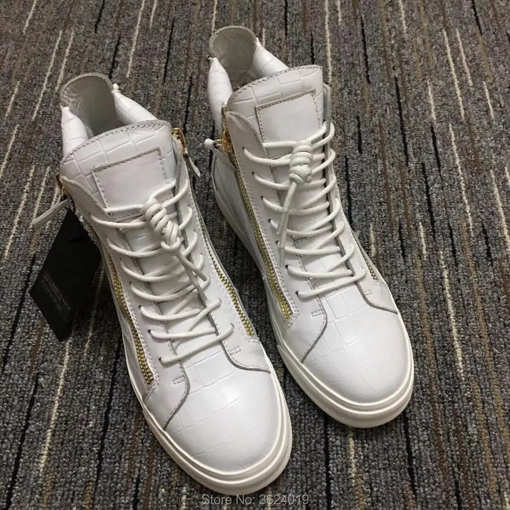 

Outdoor Sports cland gz White Stone Lace Up Snake Sneakers High Cut shoes Leather Loafers Man's Flat 2018 Footwear Spring