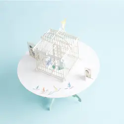 3D клетка для птиц в форме с днем рождения поздравительная открытка