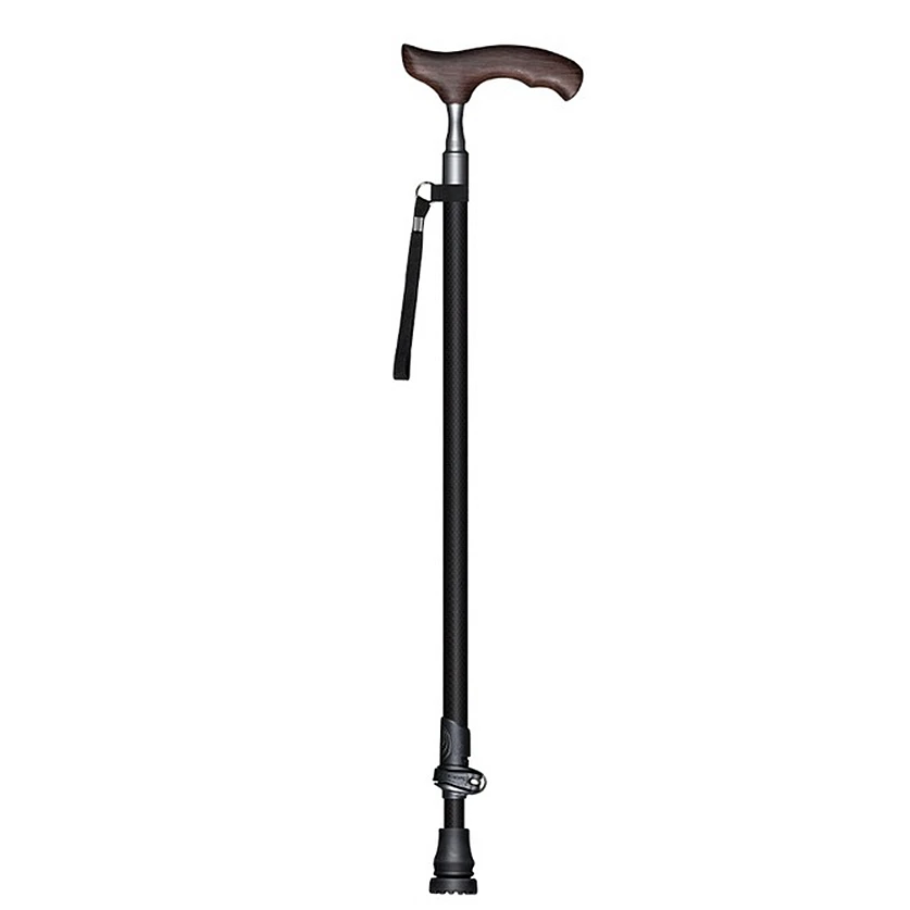 Leve com Confortável Fibra de Carbono Bengala Idosos Vara Ajustável Alça t Quick Lock Pais Presente 1 Peça
