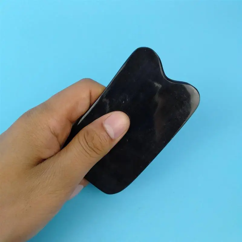 Натуральный камень Gua Sha доска черный рог буйвола Guasha здоровое лечение ног уход за руками инструмент для массажа тела черный