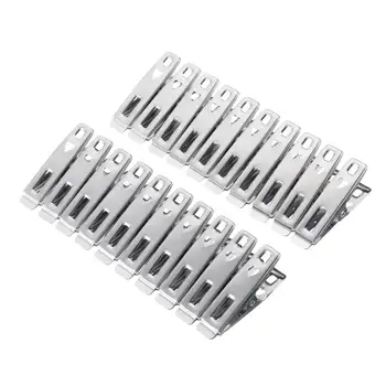 

20pcs Stainless Steel Clothes Pegs File Metal Clips Coat Pants Hanger Rack Washing Food Sealing Clip Office School Supplies