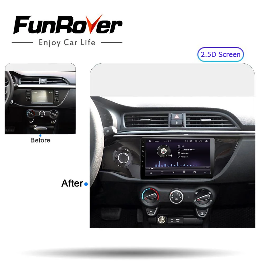 Clearance FUNROVER android 9.0 2.5D+IPS car dvd multimedia player For Kia Rio 4 K2 2017 2018 radio gps navigation system navi autoradio BT 1