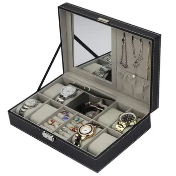 

PU Leather Watch Box Jewelry Case Multifunctional Storage Box Organizer for Earrings Ring Bracelet Watch Jewelry Display Holder