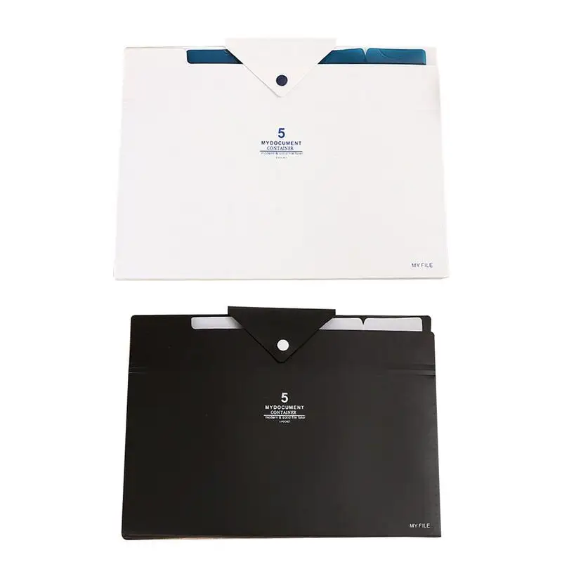 

Business Paper Bag 4PCS Simple Office Style Multi-layer Folder 5-button Type Paper Storage Organ Bag