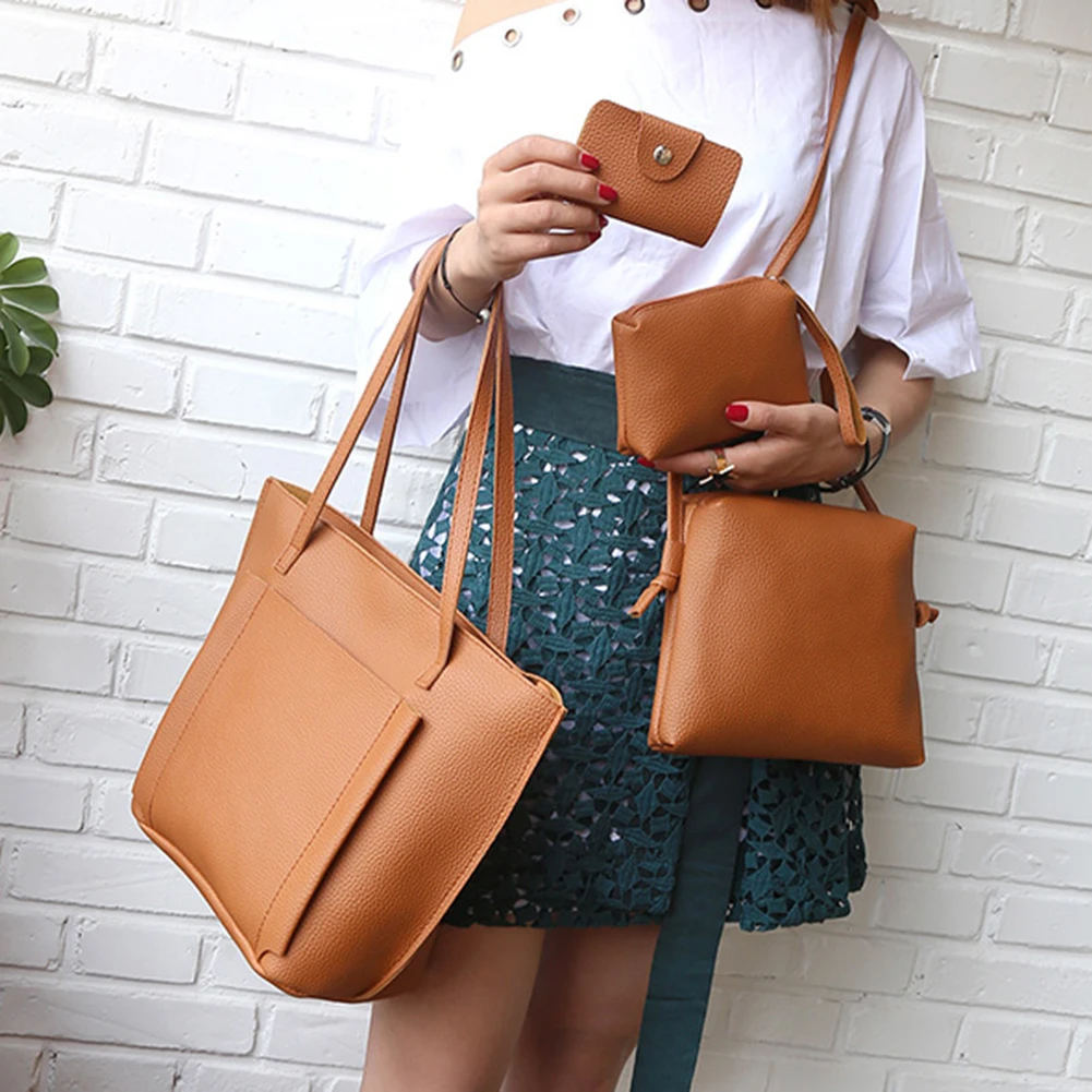 

4pcs Women Messenger Bags PU Leather Handbag Shoulder Crossbody Clutch Bag for Girls 2019 New Card Holder Bolsas Feminina Mujer