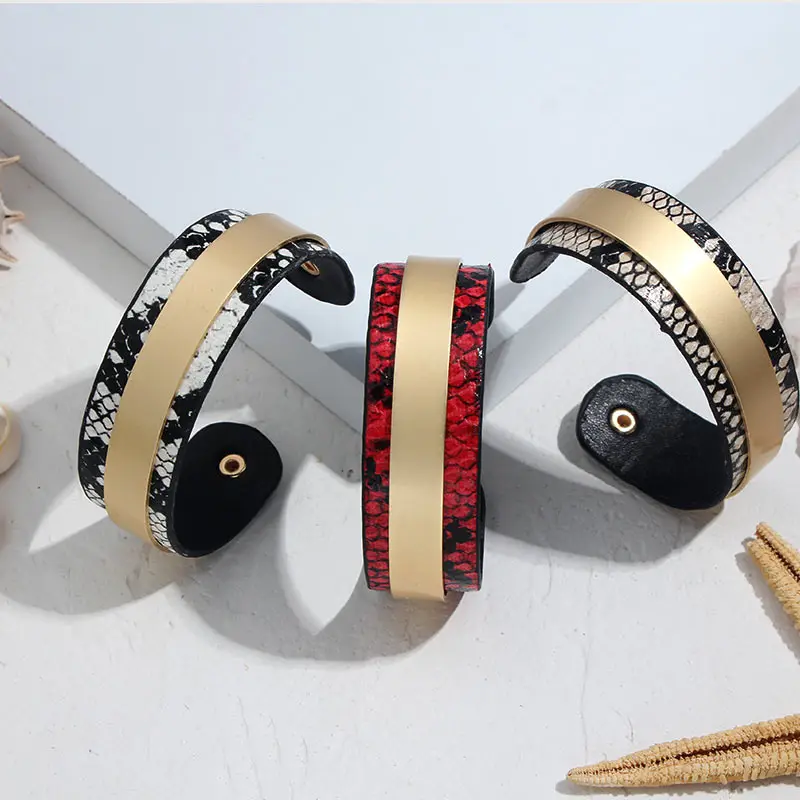 Модные Винтажные кожаные браслеты на запястье для женщин, леопардовые полимерные браслеты на запястье, женские элегантные ювелирные изделия в стиле панк