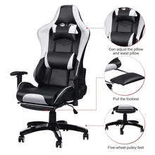Racing Gaming Office Chair Computer Desk 360 Degree Chair Adjustable Seat & Armrests Height Backrest Recline Retractable Leg